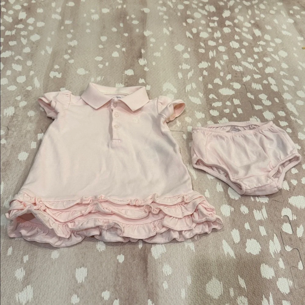 Polo by Ralph Lauren Light Pink Ruffle Hem Polo Dress - Girls